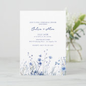 Dusty Blue Flowers | Probe Einladung (Stehend Vorderseite)