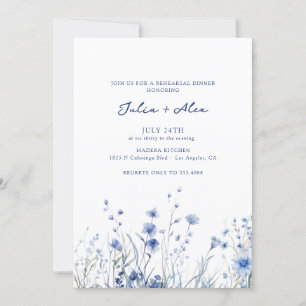 Dusty Blue Flowers Probe Einladung