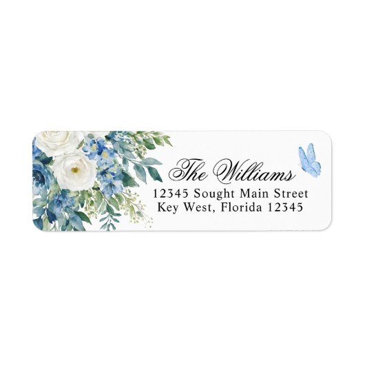 Dusty Blue Flowers Return Address Labels (Vorne)