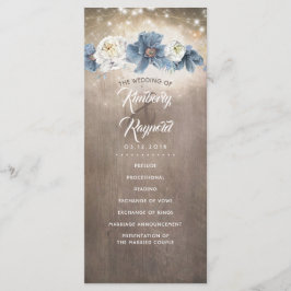 Dusty Blue Flowers Rustic Country Weddings Program Programm