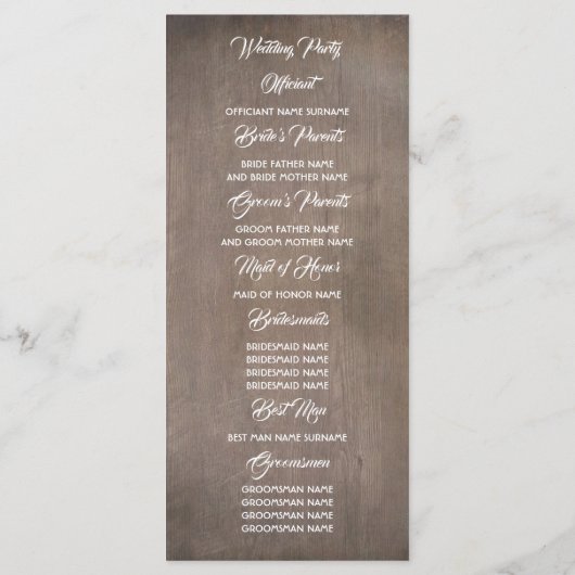 Dusty Blue Flowers Rustic Country Weddings Program Programm (Rückseite)