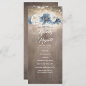 Dusty Blue Flowers Rustic Country Weddings Program Programm (Vorne/Hinten)