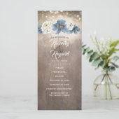 Dusty Blue Flowers Rustic Country Weddings Program Programm (Stehend Vorderseite)