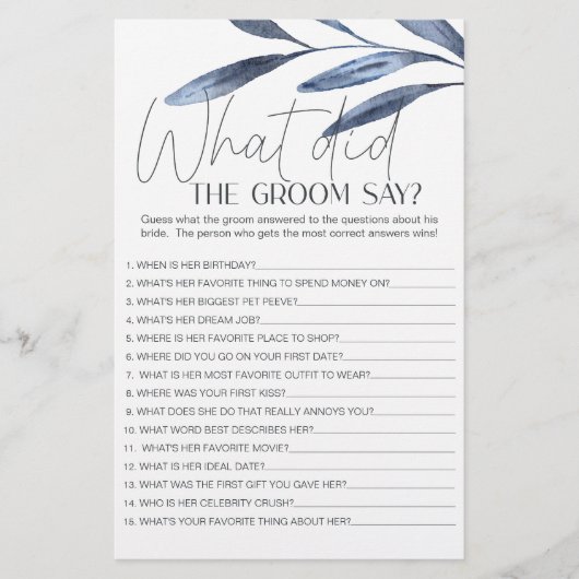 Dusty Blue Flowers Spiel würde sagen: Flyer (Vorne)