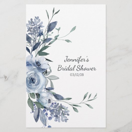 Dusty Blue Flowers Spiel würde sagen: Flyer (Hinten)