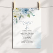 Dusty Blue Flowers Table Number 2 Seating Chart Einladung