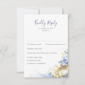 Dusty Blue Flowers und Pumpkins Wedding RSVP Karte (Vorderseite)
