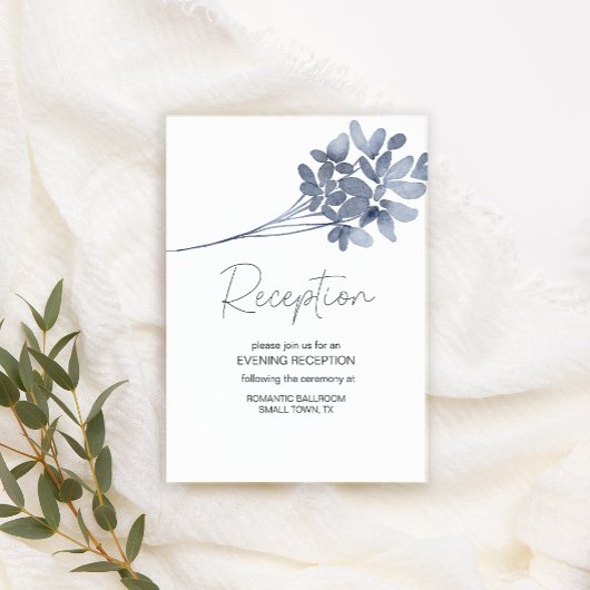 Dusty Blue Flowers Wedding Card Begleitkarte