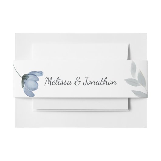 Dusty Blue Flowers Wedding Invitation Bly Band (Vorderseite Beispiel)