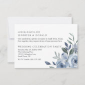 Dusty Blue Flowers Wedding Just Married (Rückseite)