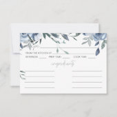 Dusty Blue Flowers Wedding Rezept Card Mitteilungskarte (Vorderseite)
