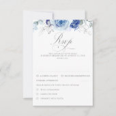 Dusty Blue Flowers Wedding RSVP (Vorderseite)