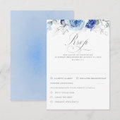 Dusty Blue Flowers Wedding RSVP Karte (Vorne/Hinten)