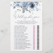 Dusty Blue Flowers Wedding Shoe Game Card (Vorderseite)