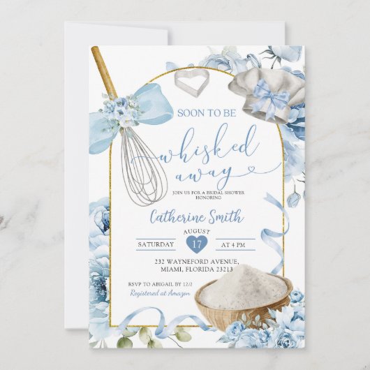 Dusty Blue flüstert Brautparty Einladung (Vorderseite)