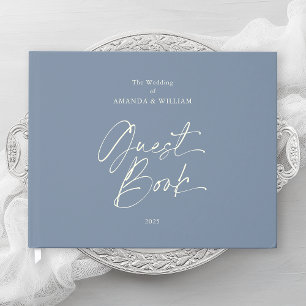 Dusty Blue Foil Wedding Guest Book Gästebuch