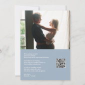 Dusty Blue Foliage Gold Arch Foto QR Code Wedding Save The Date (Rückseite)