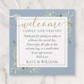 Dusty Blue Foliage Wedding Begrüßungsbeutel Geschenkanhänger (Vorderseite)