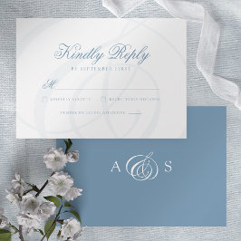 Dusty Blue Formal Wedding RSVP Card Begleitkarte