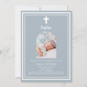 Dusty Blue Foto Arch Baptisse Einladung (Vorderseite)