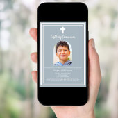 Dusty Blue Foto arch First Holy Communion Einladung