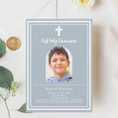 Dusty Blue Foto arch First Holy Communion Einladung