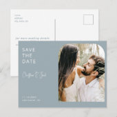 Dusty Blue Foto Arch Wedding Save the Date Postkarte (Vorne/Hinten)