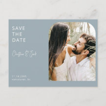 Dusty Blue Foto Arch Wedding Save the Date