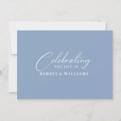 Dusty Blue Foto Celebration of Life Funeral Einladung (Rückseite)