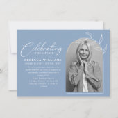 Dusty Blue Foto Celebration of Life Funeral Einladung (Vorderseite)