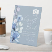 Dusty Blue Foto Guest Book Floral Wedding Sockelschild (In SItu)