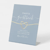 Dusty Blue Foto Guestbook Wedding Sign Sockelschild (Vorderseite)