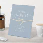Dusty Blue Foto Guestbook Wedding Sign Sockelschild (In SItu)