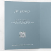 Dusty Blue Foto Hochzeit RSVP Details QR Code Dreifach Gefaltete Einladung (Innen Erste Seite)