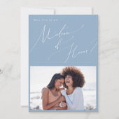 Dusty Blue Foto Matron of Honor Vorschlag Card Einladung (Vorderseite)