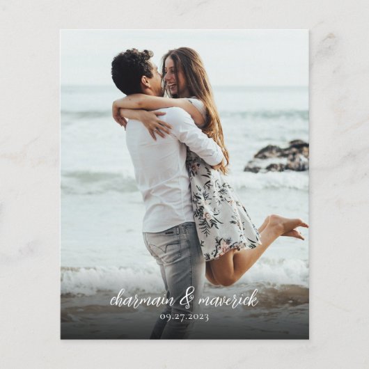 Dusty Blue Foto QR Code Budget Einladung Hochzeit Flyer (Vorne)