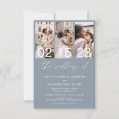 Dusty Blue Foto QR Code Hochzeit Minimalistisch Einladung (Vorderseite)