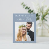 Dusty Blue Foto QR Code Hochzeitsempfang Einladung (Stehend Vorderseite)