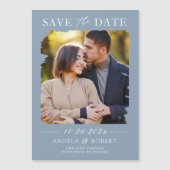 Dusty Blue Foto Save the Date Magnetkarte (Vorderseite)