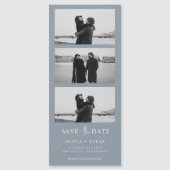 Dusty Blue Foto Strip Magnetic Wedding Magnetkarte (Vorderseite)