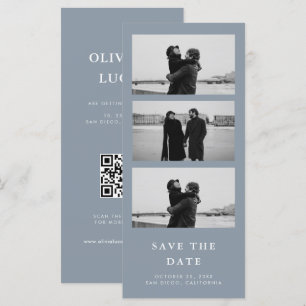 Dusty Blue Foto Strip QR Code Wedding