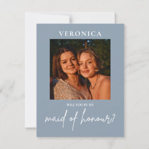 Dusty Blue Foto Trauzeugin Boho Vorschlagkarte