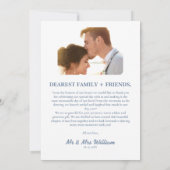 Dusty Blue Foto Wedding Dankeskarte (Rückseite)