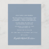 Dusty Blue Foto Wedding Reception Save the Date (Rückseite)