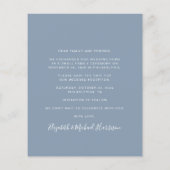 Dusty Blue Foto Wedding Reception Save the Date (Rückseite)