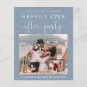 Dusty Blue Foto Wedding Reception Save the Date (Vorderseite)