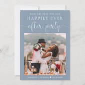 Dusty Blue Foto Wedding Reception Save the Date Ankündigung (Vorderseite)