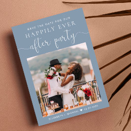 Dusty Blue Foto Wedding Reception Save the Date Ankündigung