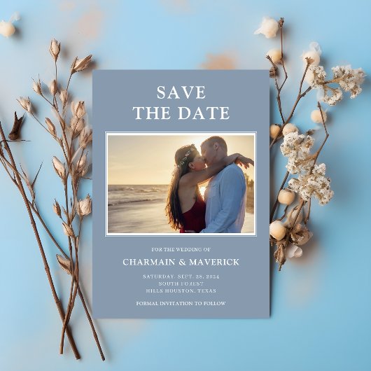 Dusty Blue Foto Wedding Save The Date