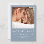 Dusty Blue Foto Wedding Save the Date (Vorderseite)